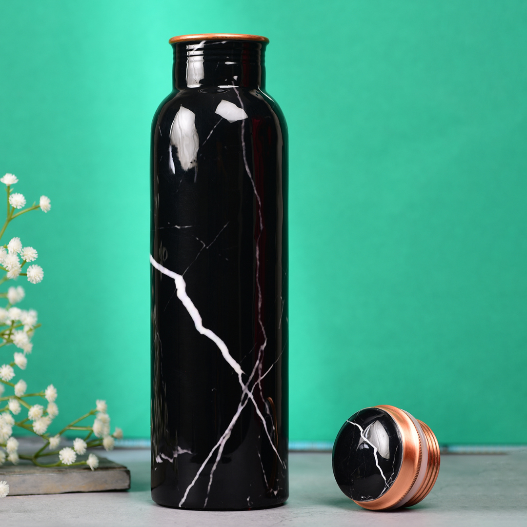 Copper Water Bottle 1 Litre - Black Printed