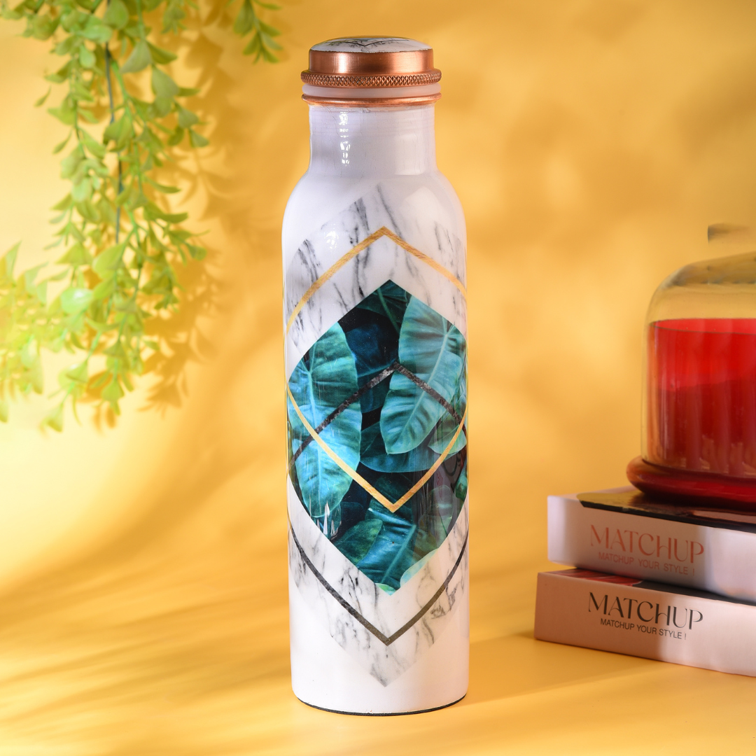 Copper Water Bottle With White Print