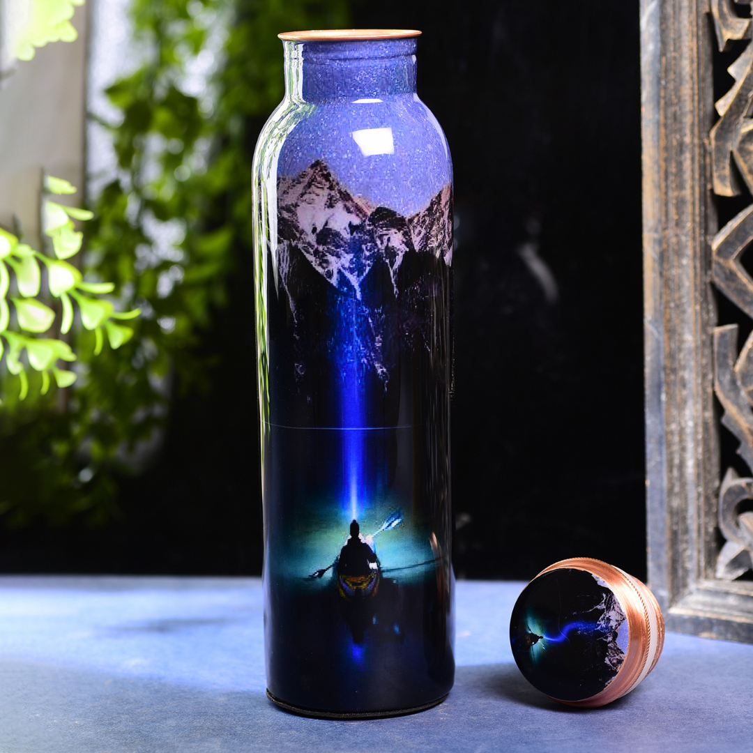 Copper Water Bottle 1 Litre - Mountain Design