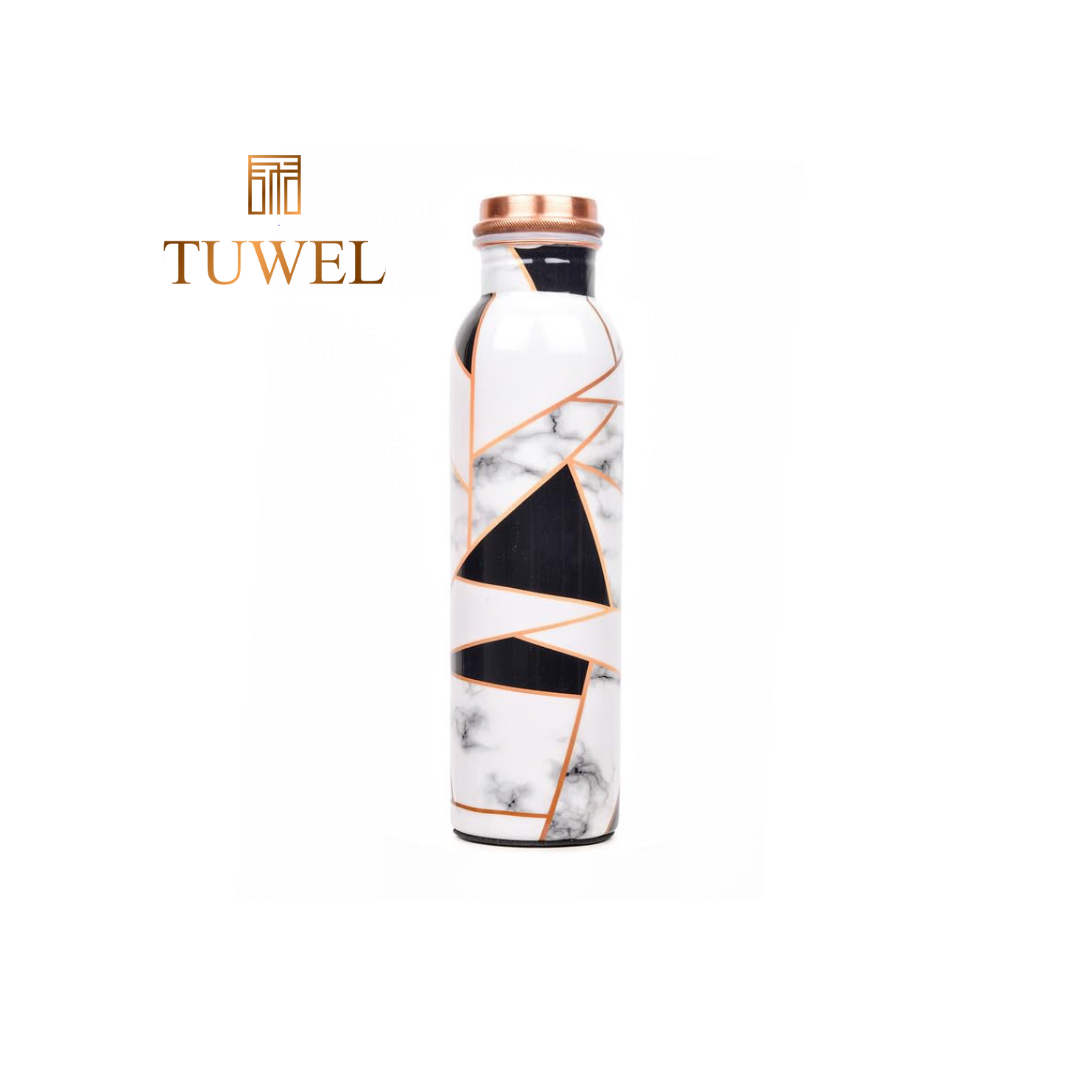 Copper Water Bottle With Triangle White