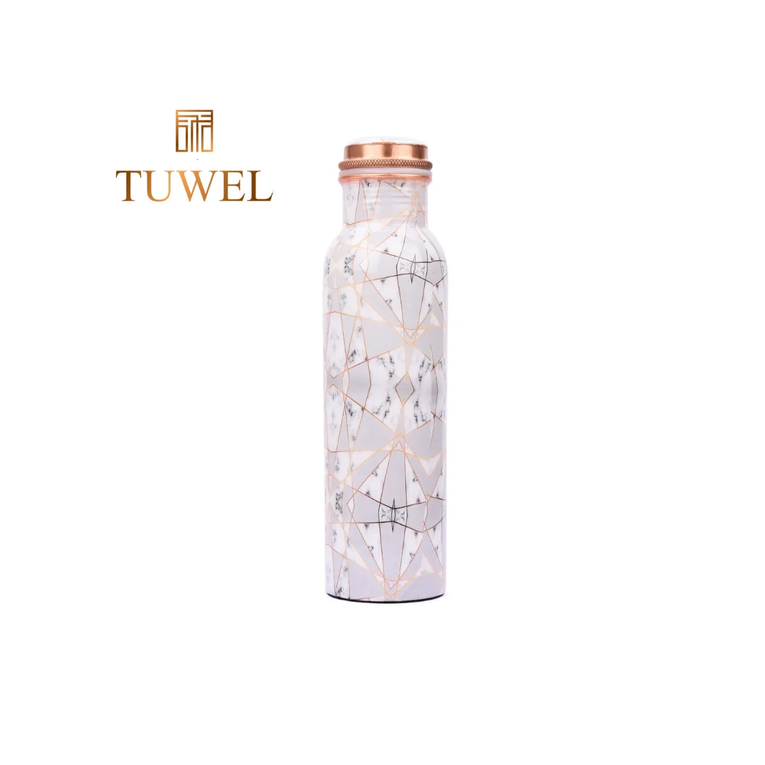 Copper Water Bottle With White Grey