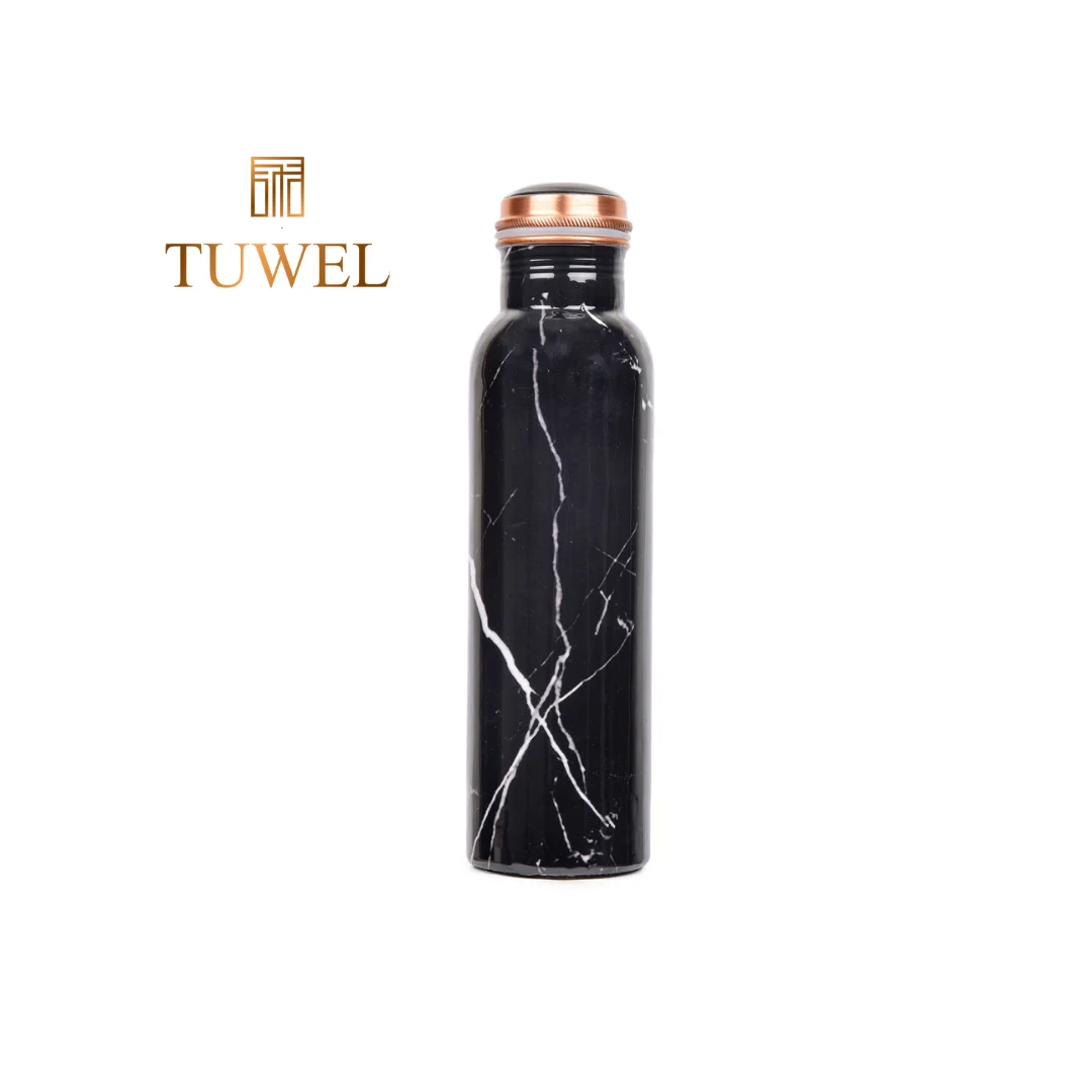 Copper Water Bottle 1 Litre - Black Printed