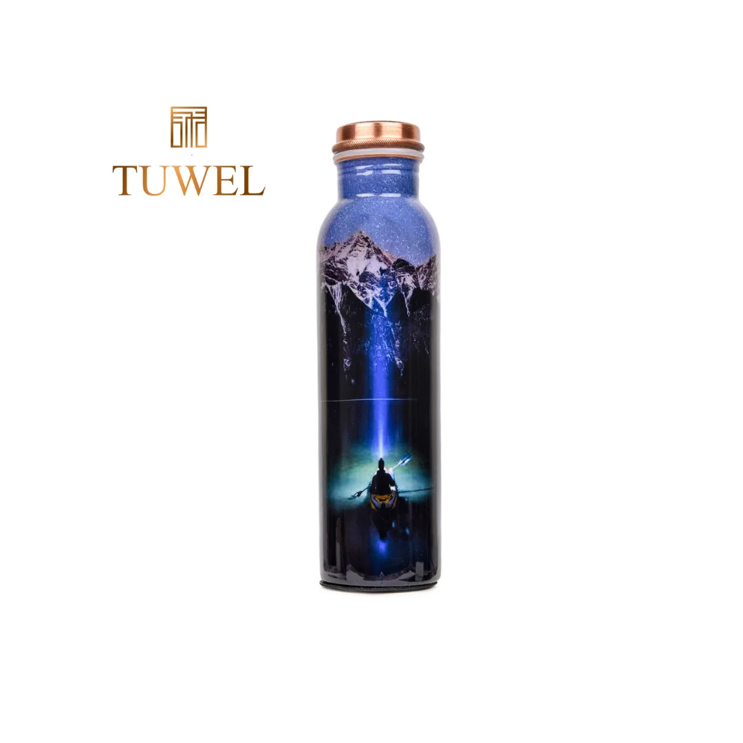 Copper Water Bottle 1 Litre - Mountain Design