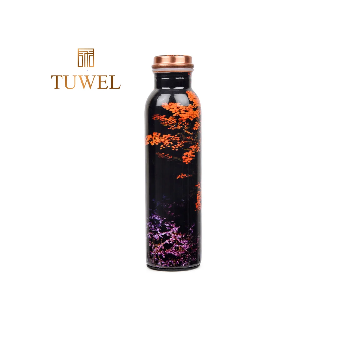 Copper Water Bottle 1 Litre - Black Stylish